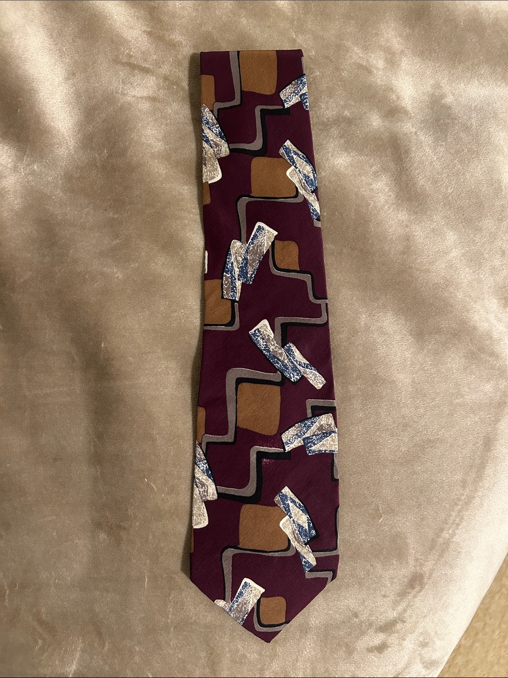 Dior Maroon Silk Geometric & Abstract Accent Tie